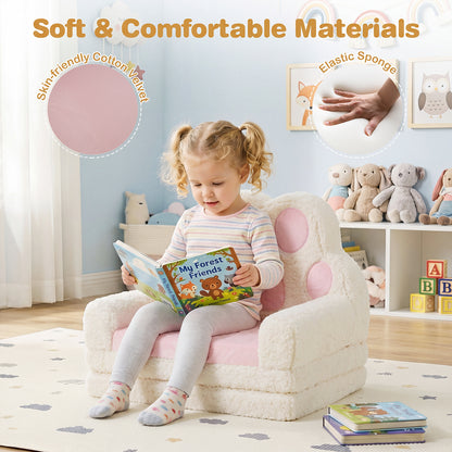Pink Foldable Toddler Sofa Chair | 2-in-1 Couch & Lounger
