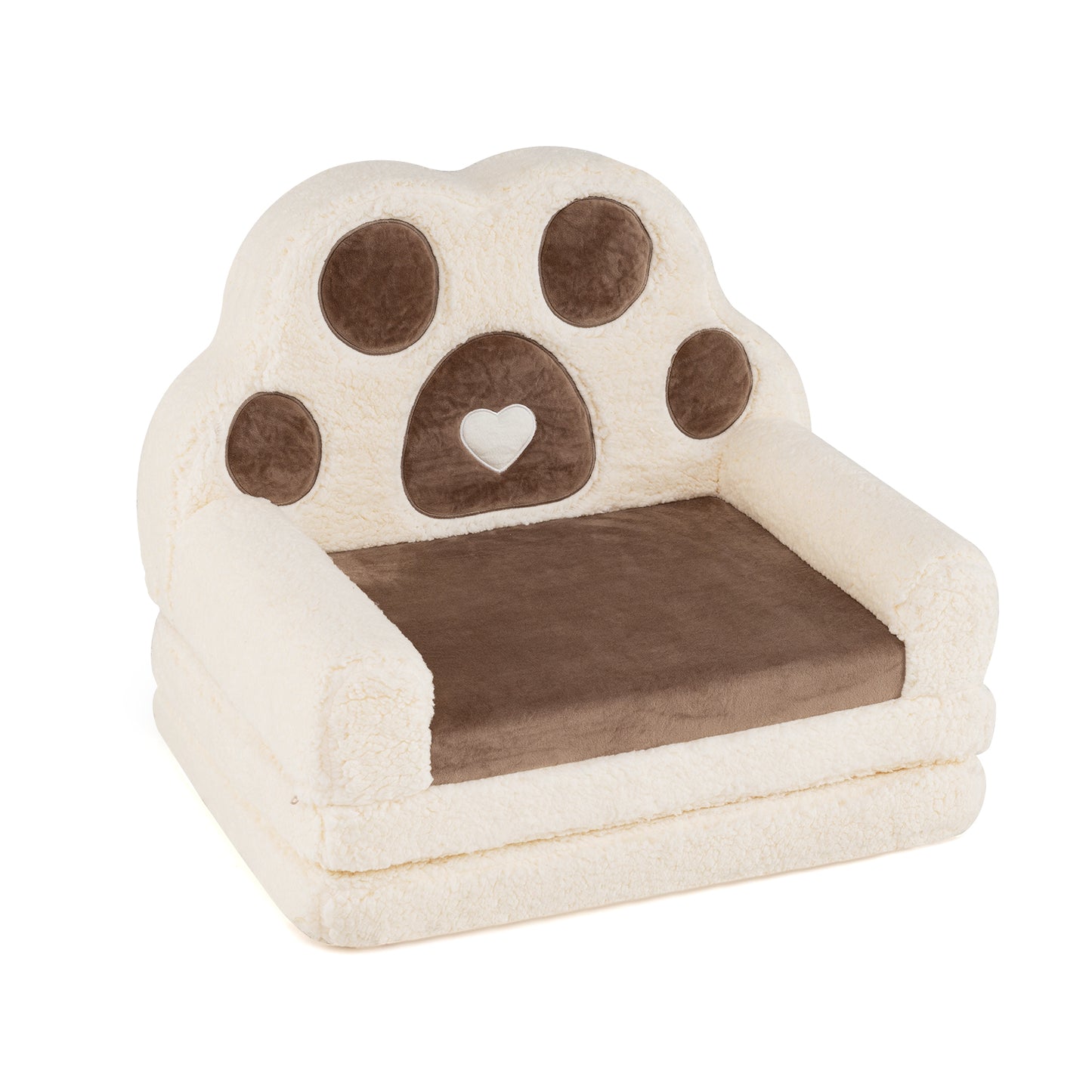 Brown Foldable Toddler Sofa Chair | 2-in-1 Lounger Washable Cover