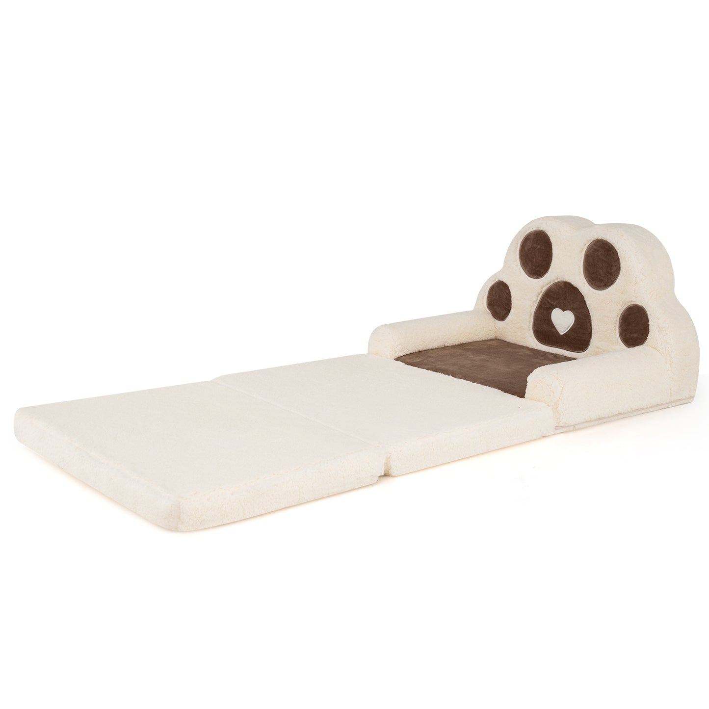 Brown Foldable Toddler Sofa Chair | 2-in-1 Lounger Washable Cover