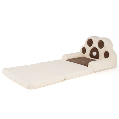 Brown Foldable Toddler Sofa Chair | 2-in-1 Lounger Washable Cover
