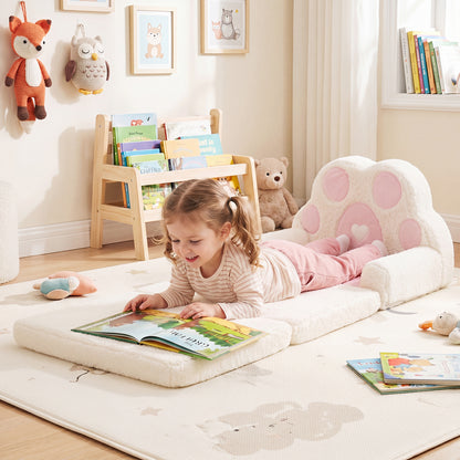 Pink Foldable Toddler Sofa Chair | 2-in-1 Couch & Lounger