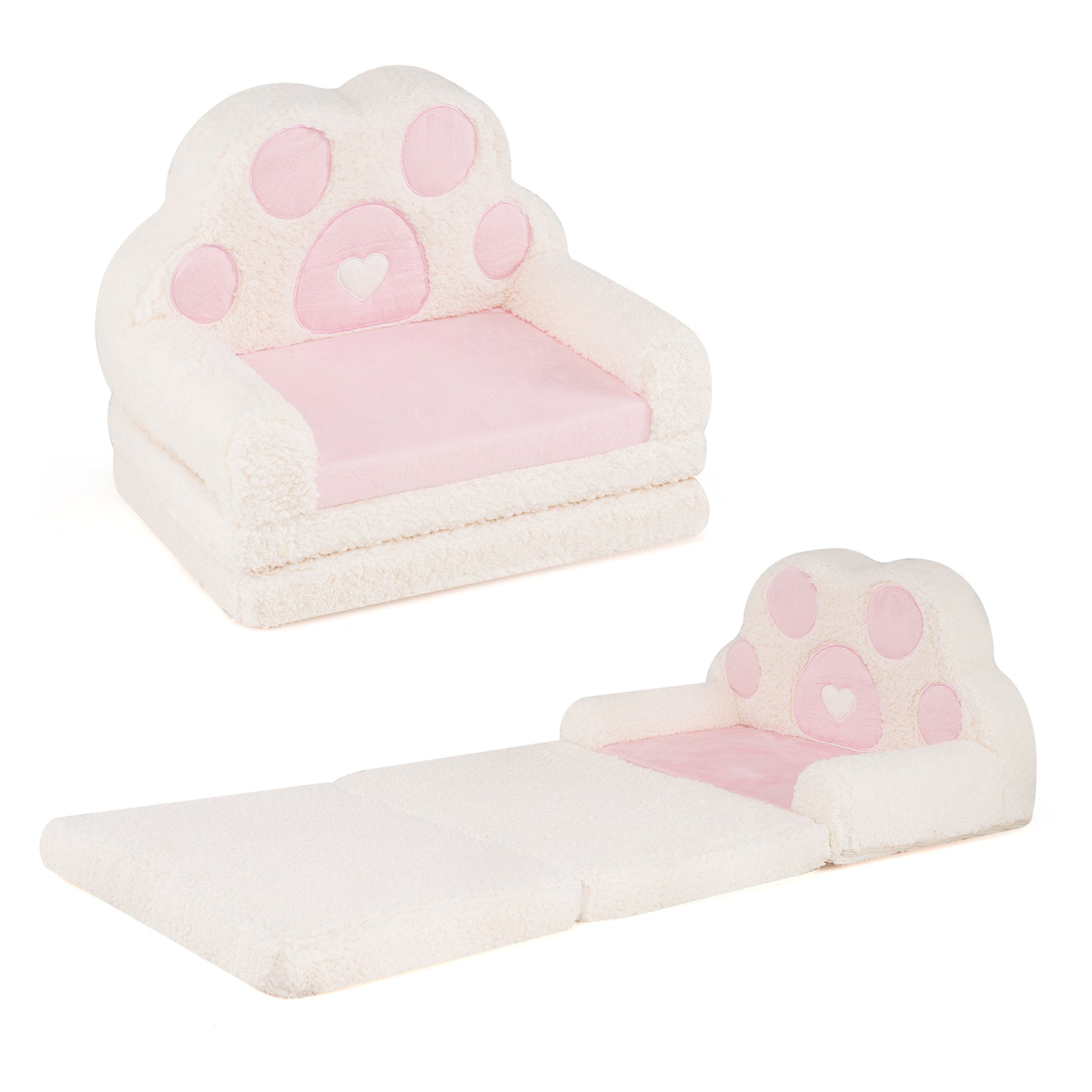 Pink Foldable Toddler Sofa Chair | 2-in-1 Couch & Lounger