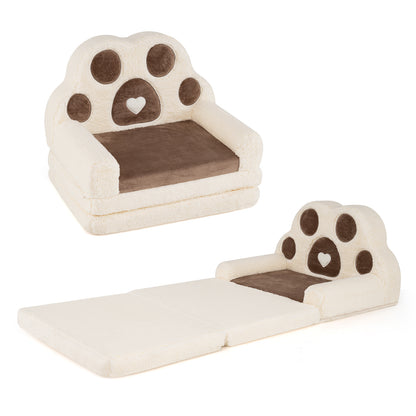 Brown Foldable Toddler Sofa Chair | 2-in-1 Lounger Washable Cover