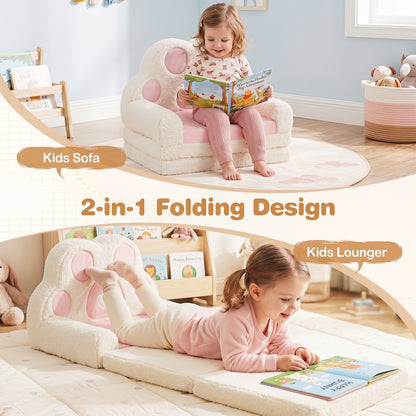 Pink Foldable Toddler Sofa Chair | 2-in-1 Couch & Lounger