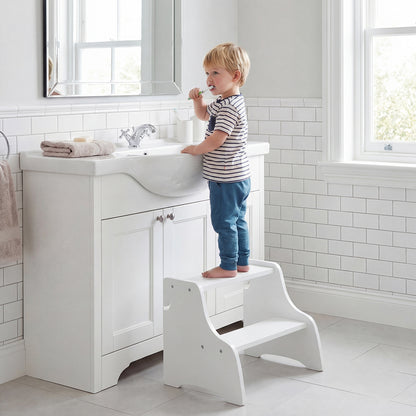 Costway Foldable Toddler Tower with Modes Safety Nets & Anti-Tip Feet-White