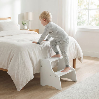 White Foldable Toddler Tower | 3-in-1 with Chalkboard & Nets