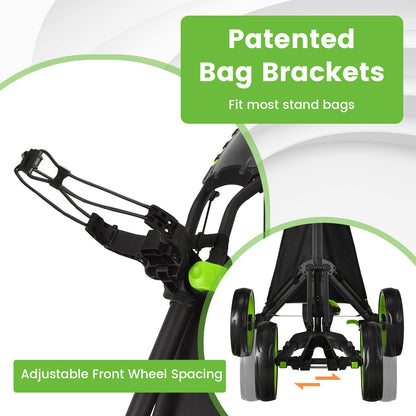 Green 4 Wheel Golf Cart | Cooler Bag & Adjustable Handle