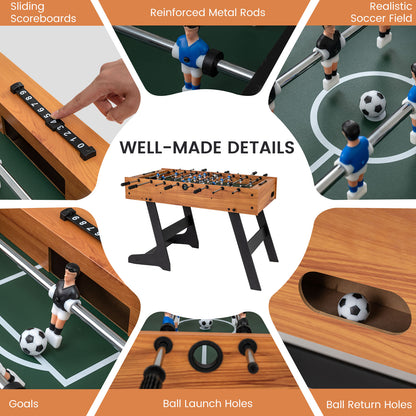 48" Folding Foosball Table | Natural Wood with Anti-Slip Handles