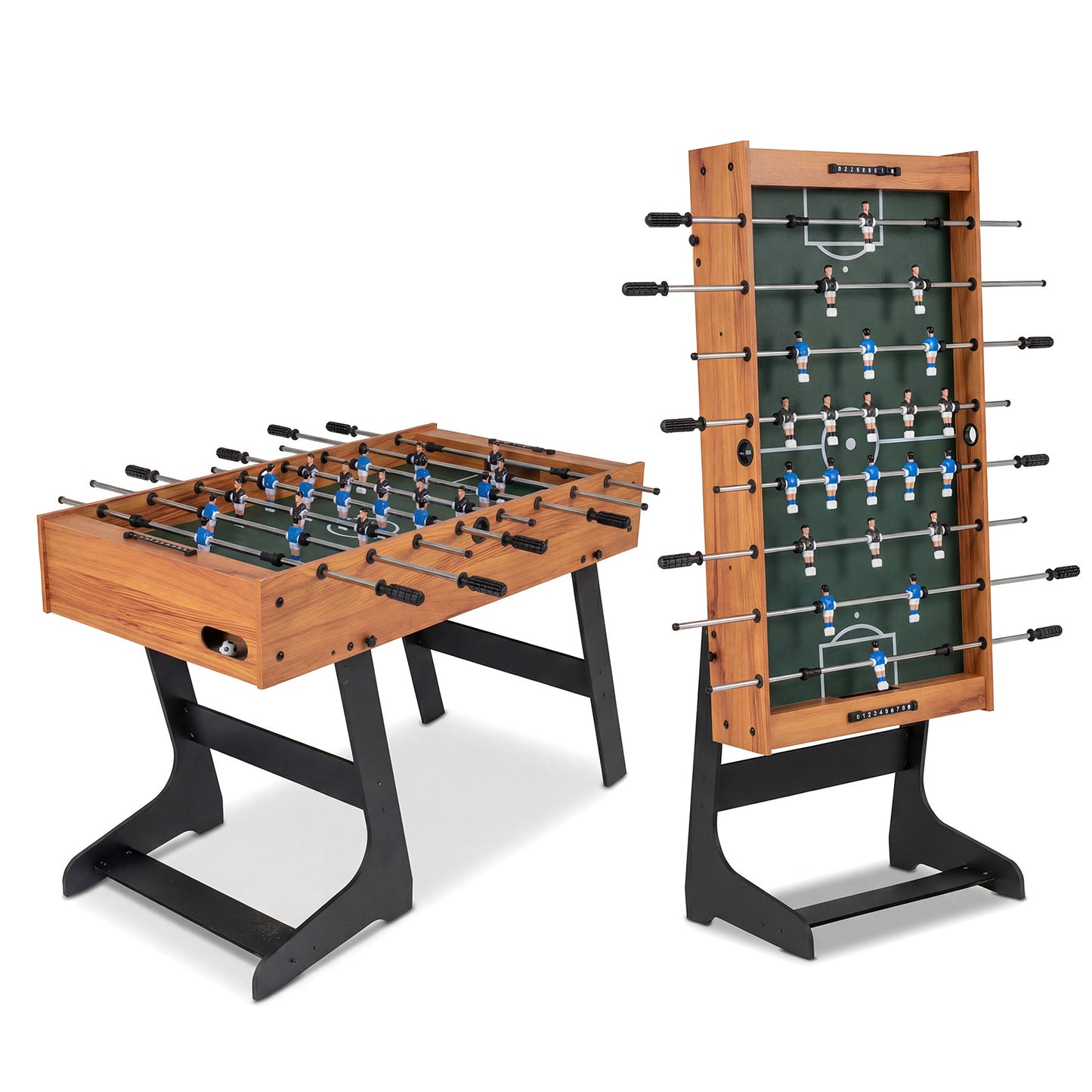 48" Folding Foosball Table | Natural Wood with Anti-Slip Handles