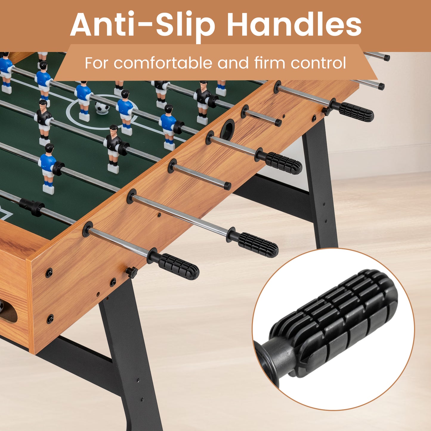 48" Folding Foosball Table | Natural Wood with Anti-Slip Handles