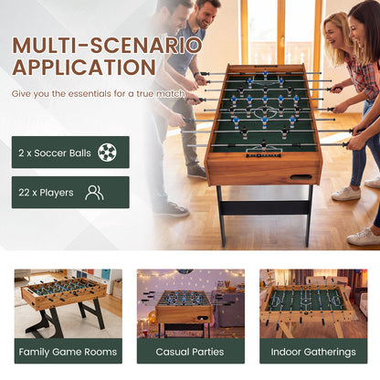 48" Folding Foosball Table | Natural Wood with Anti-Slip Handles