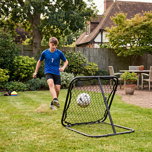Costway Football Rebounder with 7 Adjustable Angles and 4 Ground Stakes