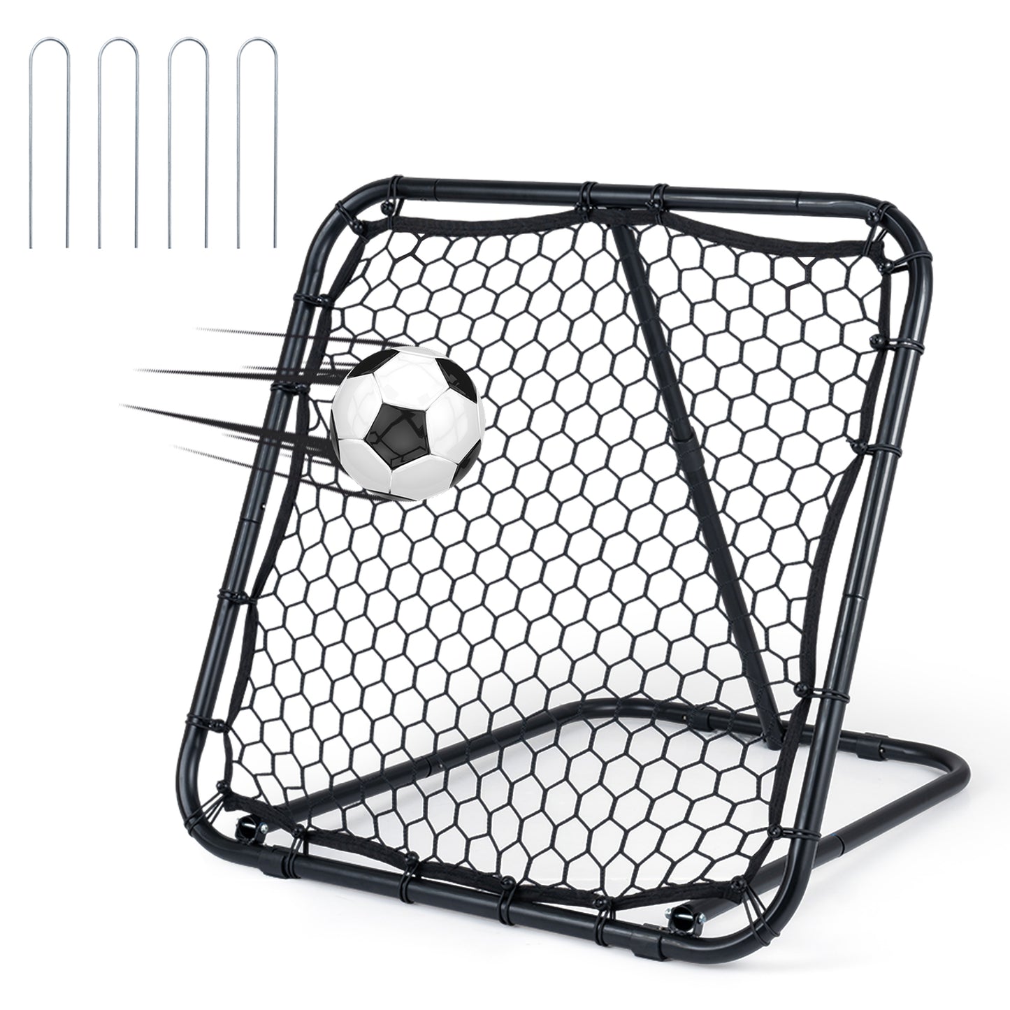 Black Football Rebounder | 7 Angles Fold-Flat Rebound Net