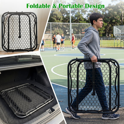 Black Football Rebounder | 7 Angles Fold-Flat Rebound Net