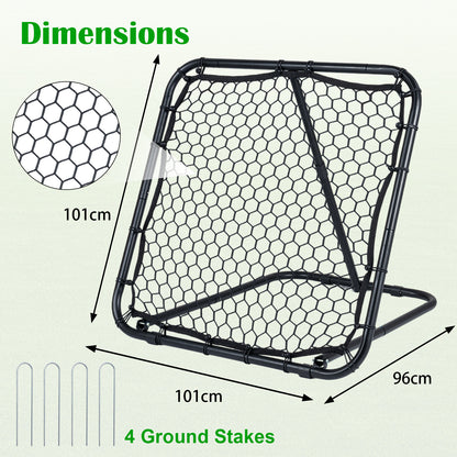 Black Football Rebounder | 7 Angles Fold-Flat Rebound Net