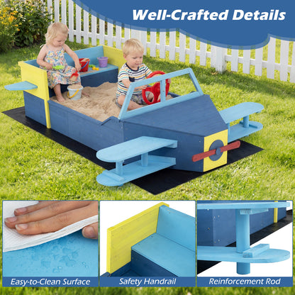 Blue Glider Wooden Sandpit | Large Sandbox With Bench Seat
