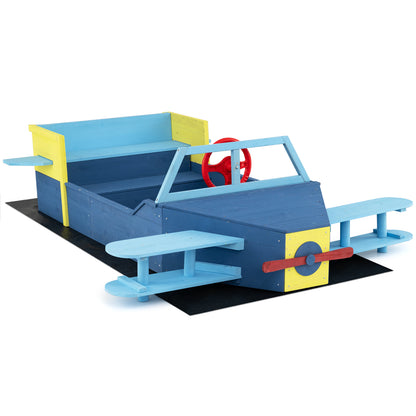 Blue Glider Wooden Sandpit | Large Sandbox With Bench Seat