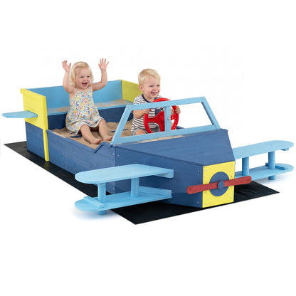 Blue Glider Wooden Sandpit | Large Sandbox With Bench Seat