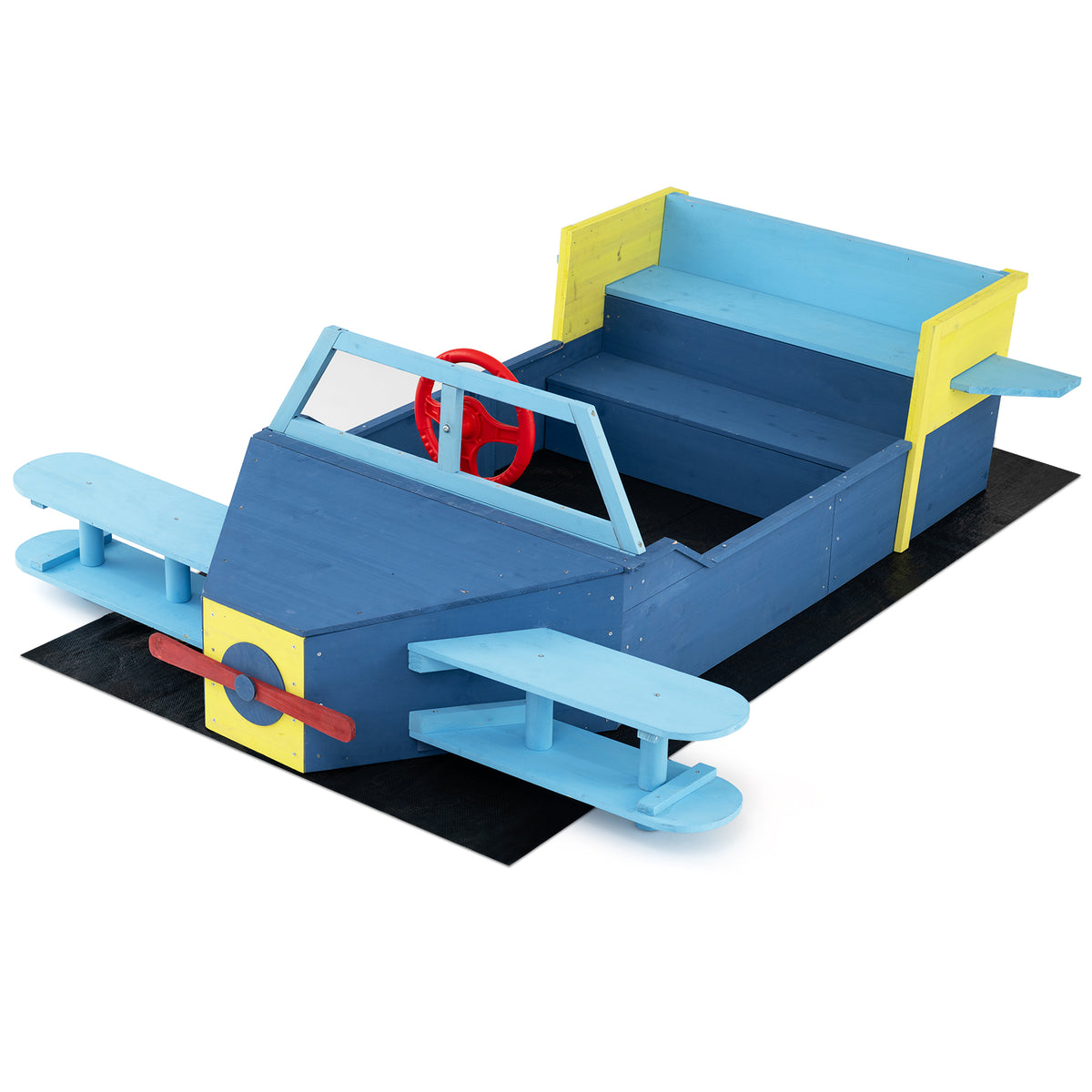 Blue Glider Wooden Sandpit | Large Sandbox With Bench Seat