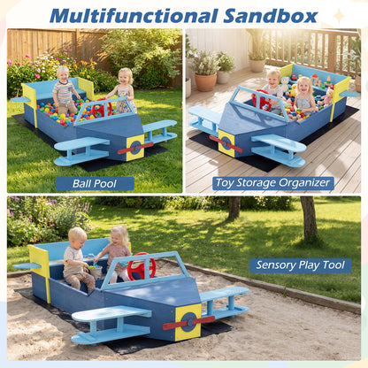 Blue Glider Wooden Sandpit | Large Sandbox With Bench Seat