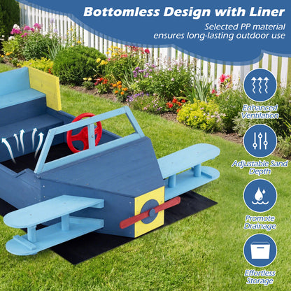 Blue Glider Wooden Sandpit | Large Sandbox With Bench Seat