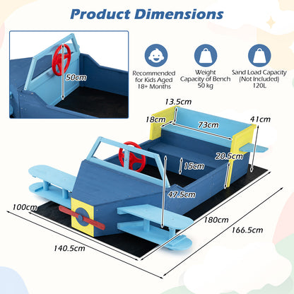 Blue Glider Wooden Sandpit | Large Sandbox With Bench Seat