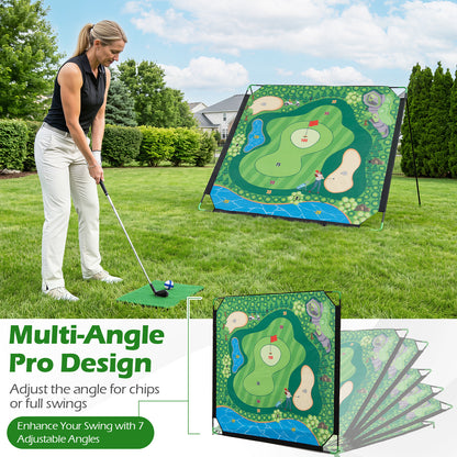 Multicolour Golf Chipping Game Set | Mat 2 Clubs 24 Sticky Balls