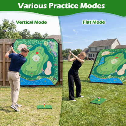 Multicolour Golf Chipping Game Set | Mat 2 Clubs 24 Sticky Balls
