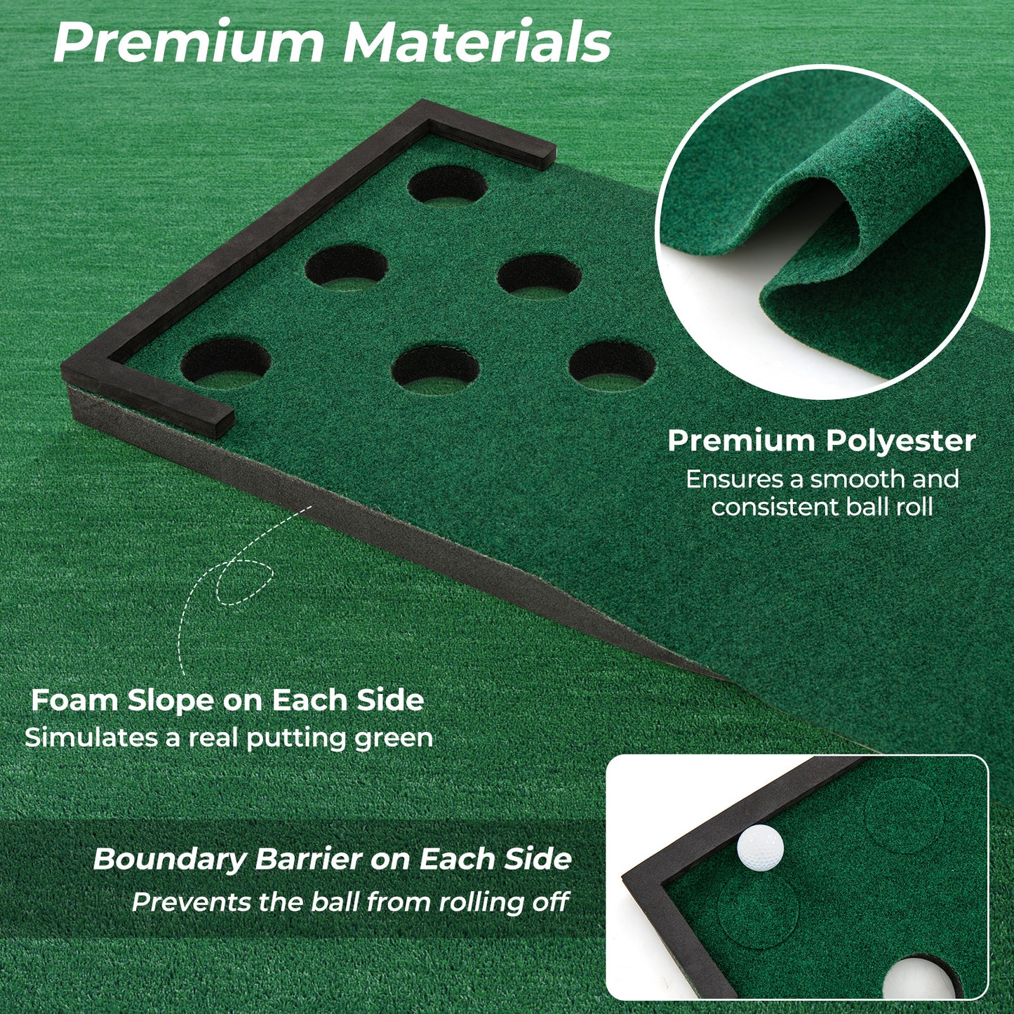 Green Golf Pong Game Set | Adjustable Putters & Portable Mat