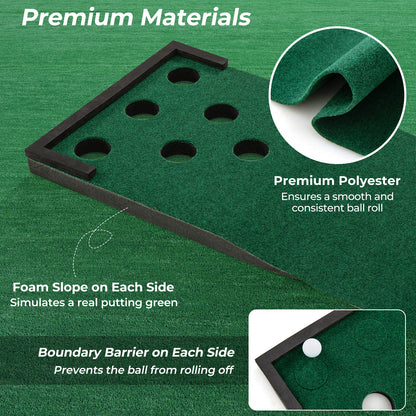 Green Golf Pong Game Set | Adjustable Putters & Portable Mat
