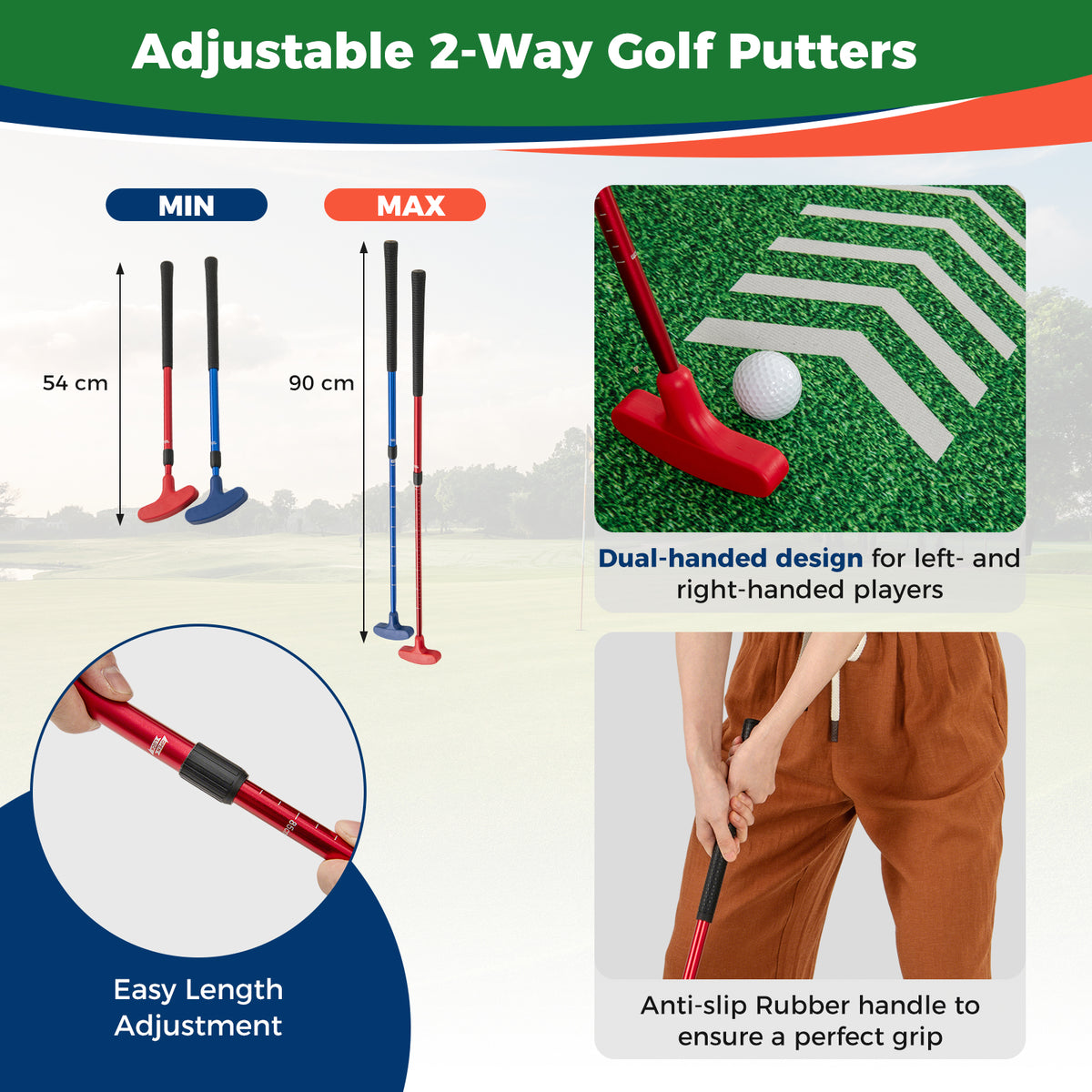 Green Golf Pong Game Set | Portable 11ft Putting Mat