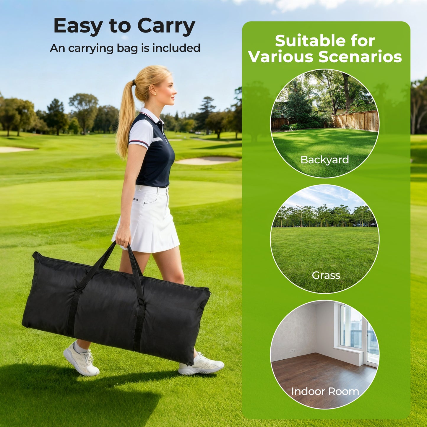 Black Golf Practice Net with Target Cloth | Dual Side Barriers