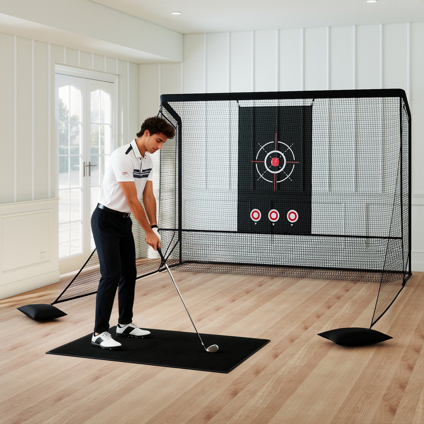 Black Golf Practice Net with Target Cloth | Dual Side Barriers