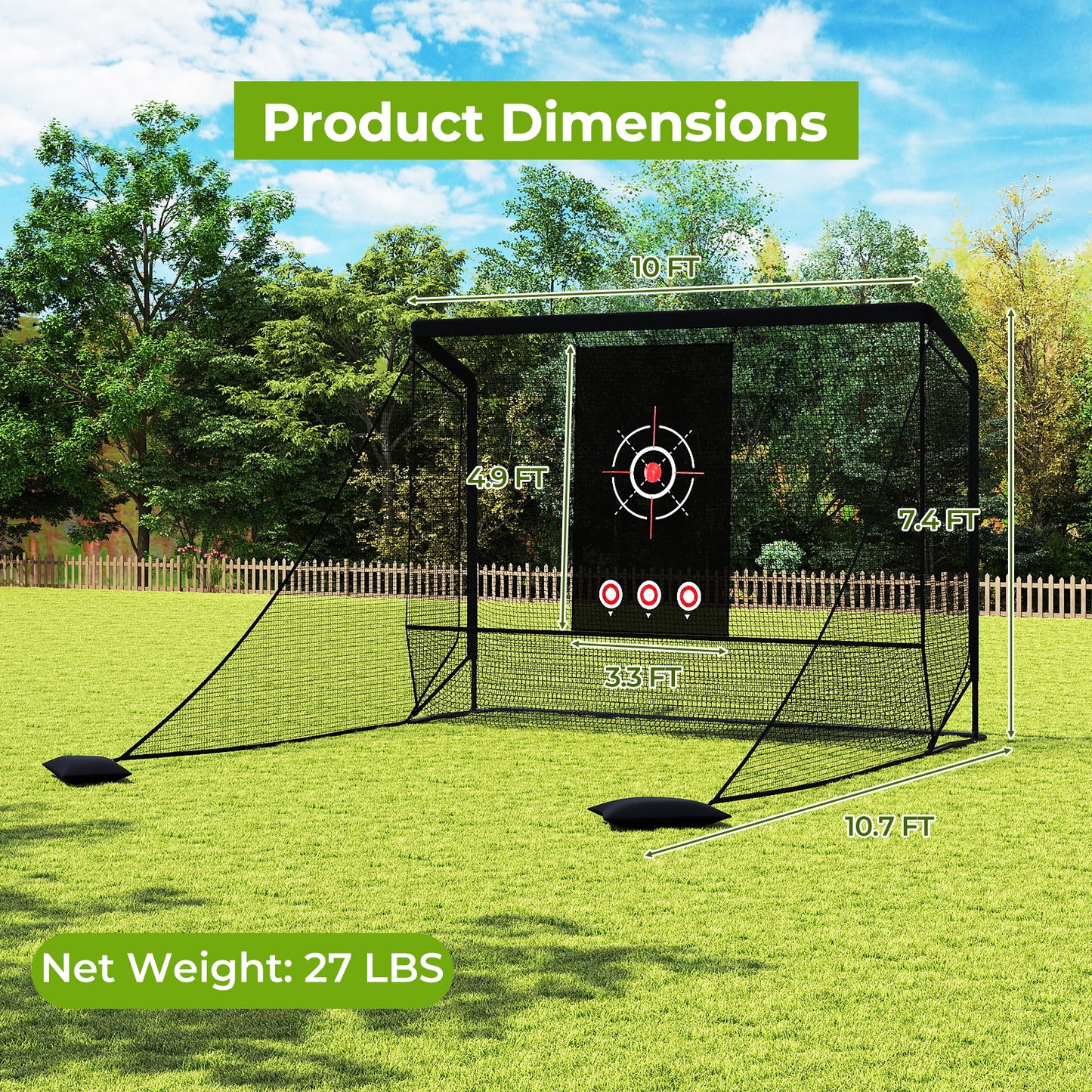 Black Golf Practice Net with Target Cloth | Dual Side Barriers