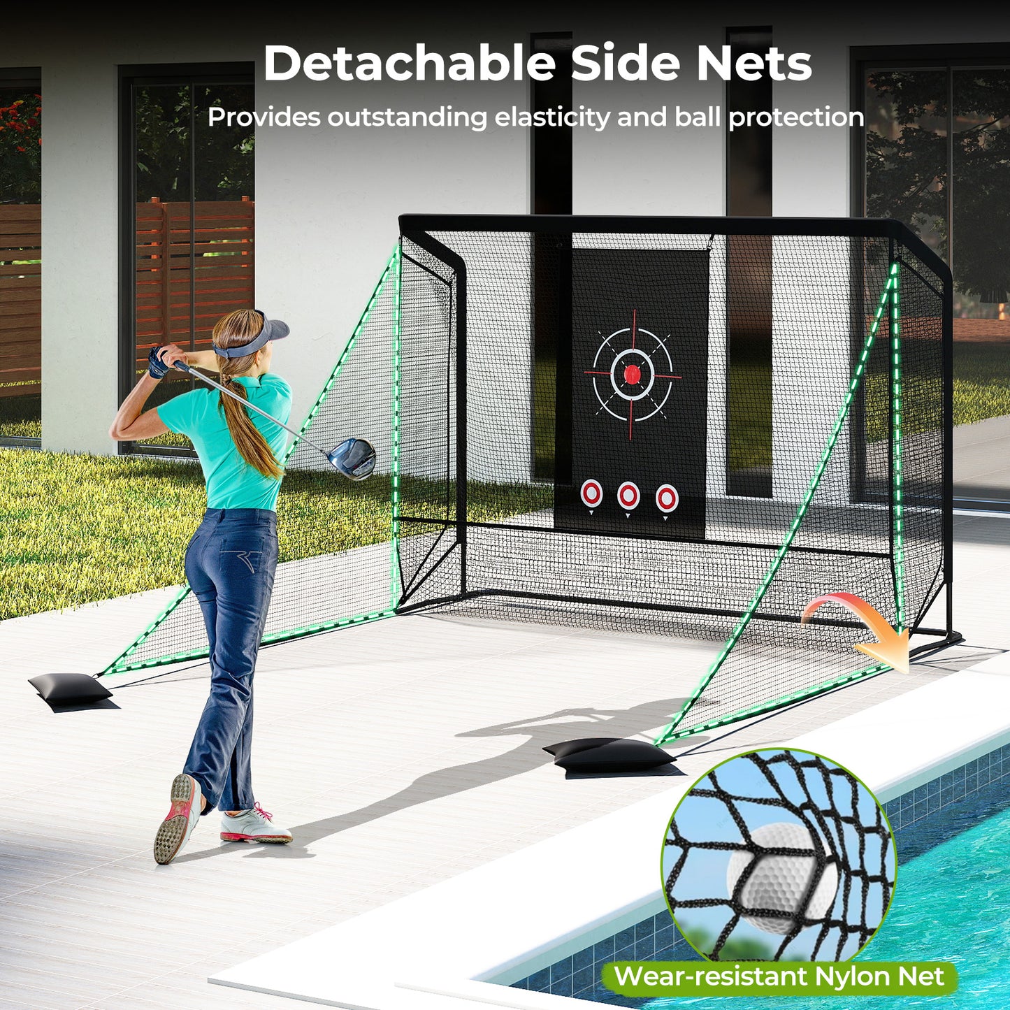Black Golf Practice Net with Target Cloth | Dual Side Barriers