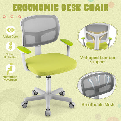 Kids Adjustable Height Desk Chair with Lumbar Support | Green