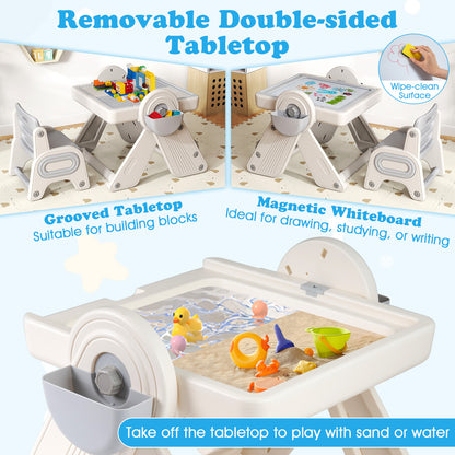 9 In 1 Multifunctional Kids Activity Table Chair Set Beige