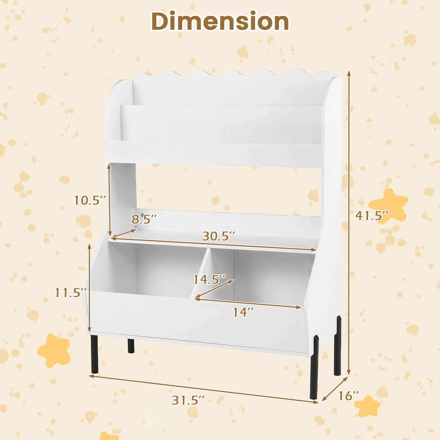 White Kids Toy Storage Organizer | 2 Bins & Open Shelf