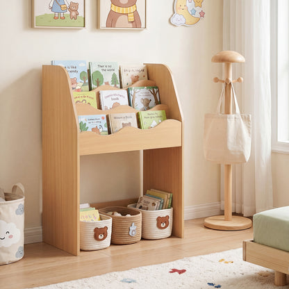 Kids Bookshelf Toy Storage Organizer | 4-Tier Natural Wood