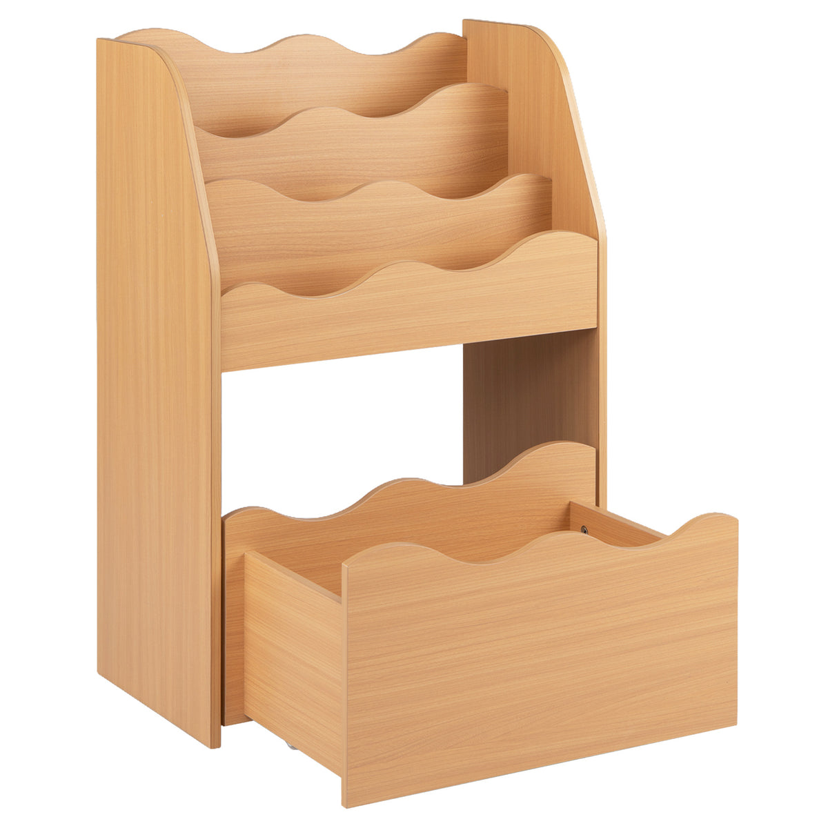 Kids Bookshelf Toy Storage Organizer | 4-Tier Natural Wood