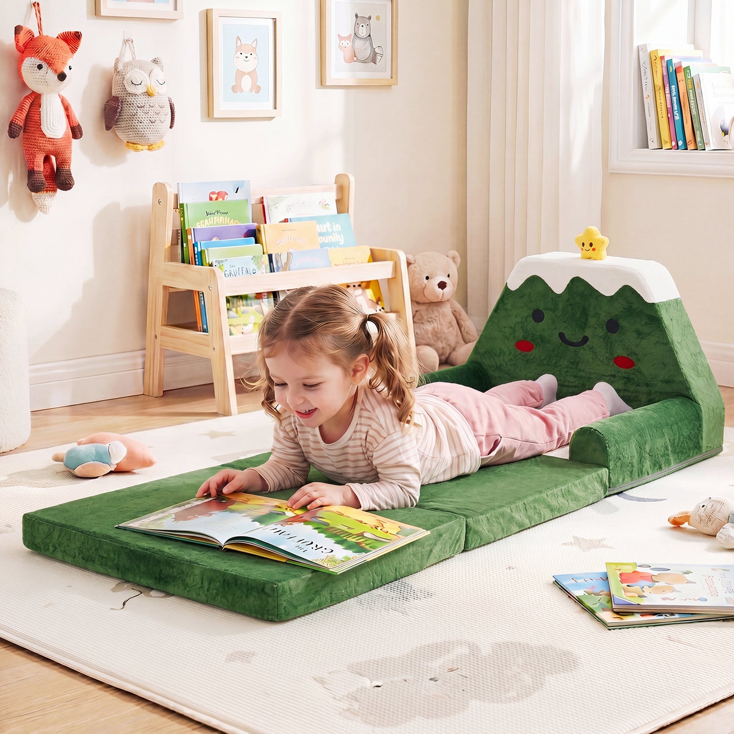 Green Kids 2-in-1 Convertible Sofa Bed | Toddler Couch