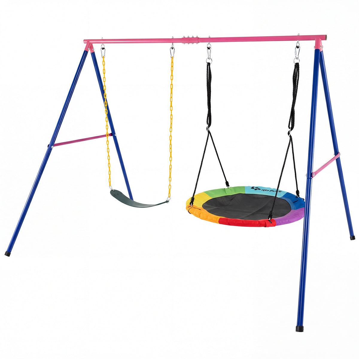 Heavy Duty Red Metal Swing Set | 300kg Capacity & Ground Stakes