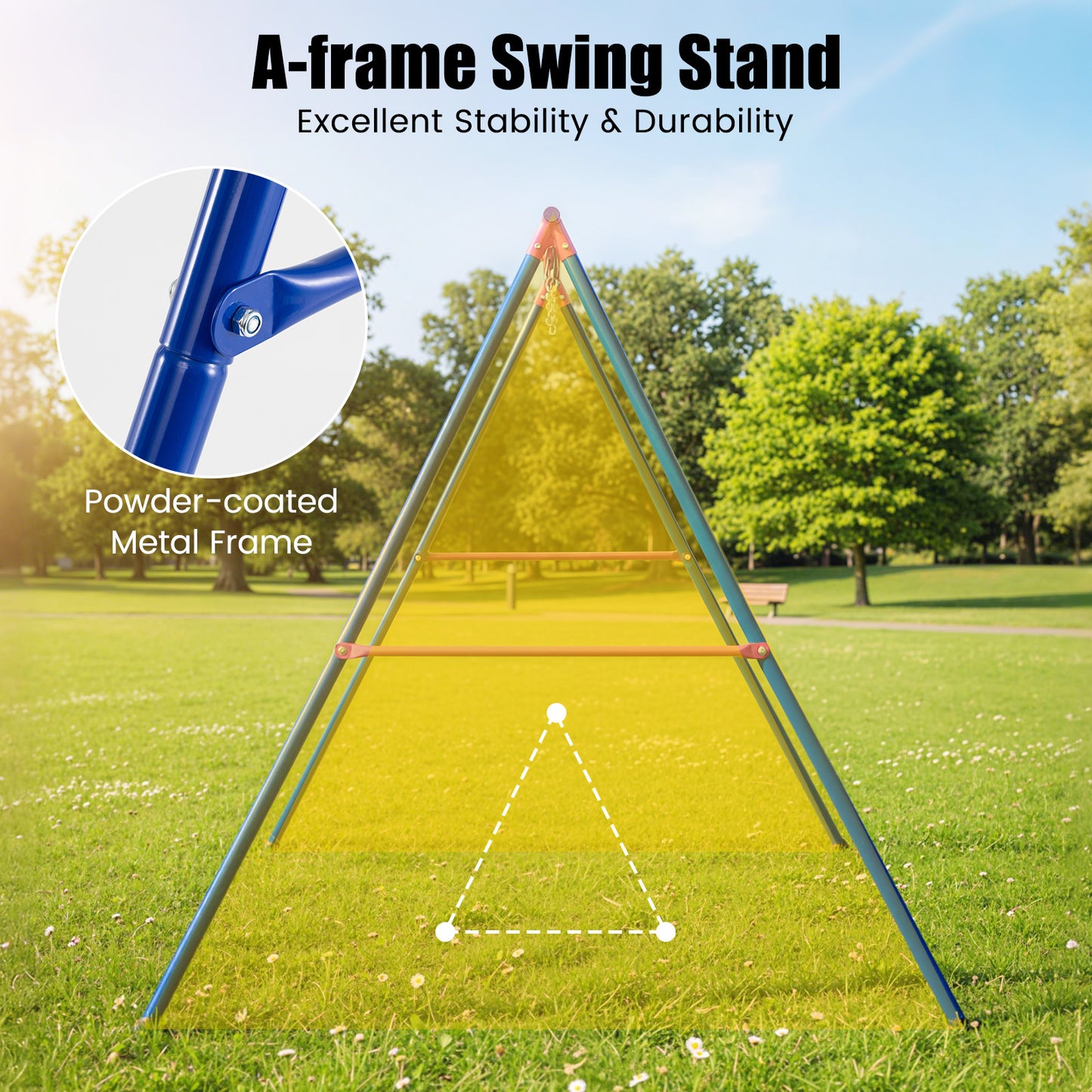 Heavy Duty Red Metal Swing Set | 300kg Capacity & Ground Stakes