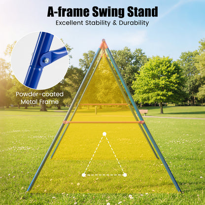 Heavy Duty Red Metal Swing Set | 300kg Capacity & Ground Stakes