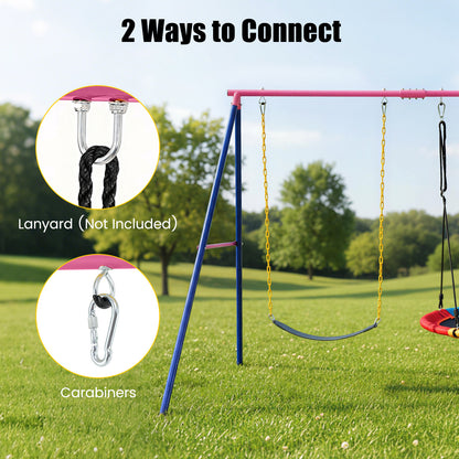 Heavy Duty Red Metal Swing Set | 300kg Capacity & Ground Stakes