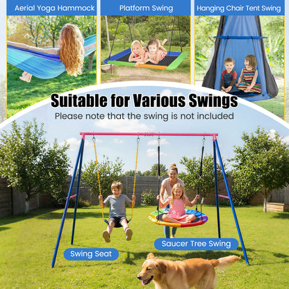 Heavy Duty Red Metal Swing Set | 300kg Capacity & Ground Stakes