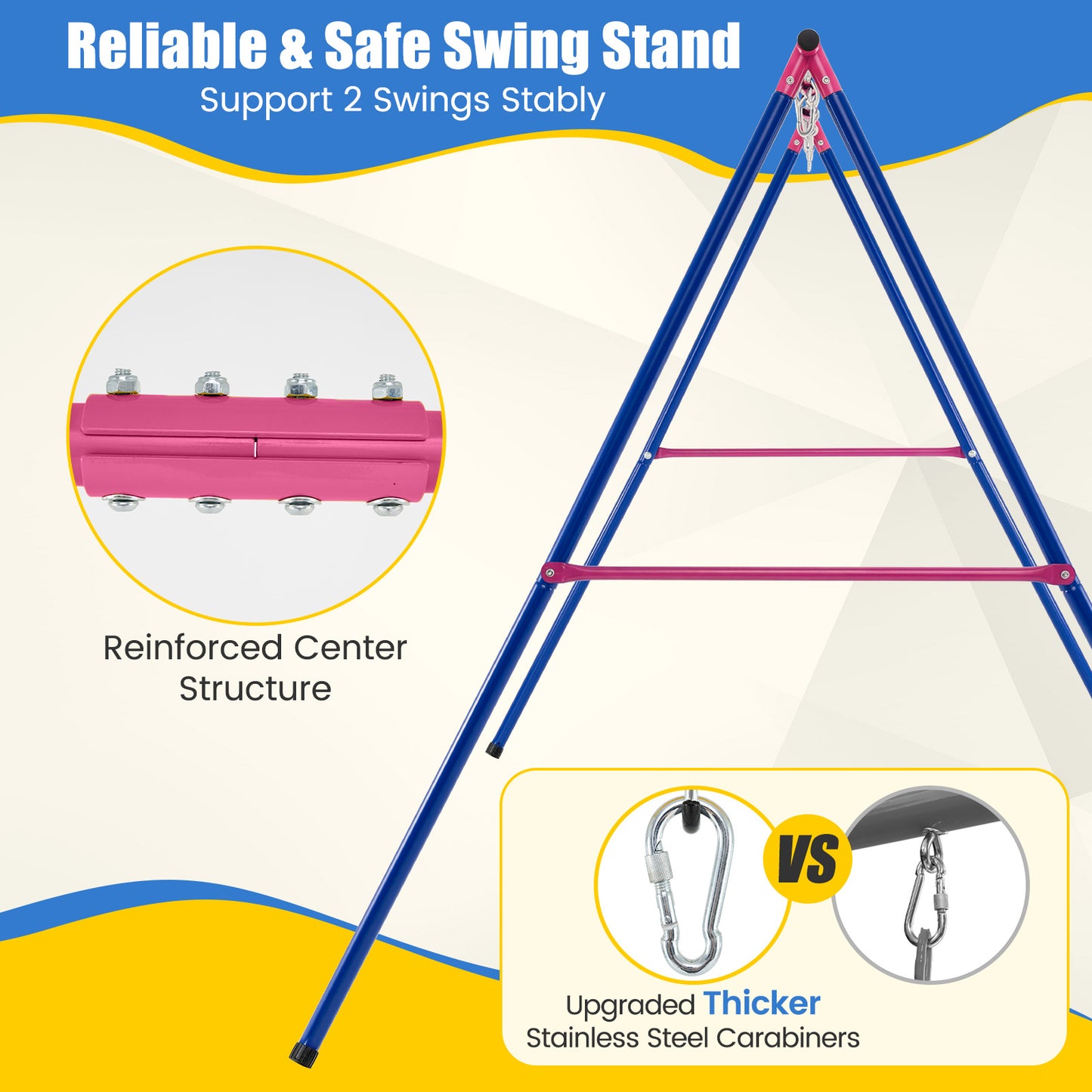 Heavy Duty Red Metal Swing Set | 300kg Capacity & Ground Stakes