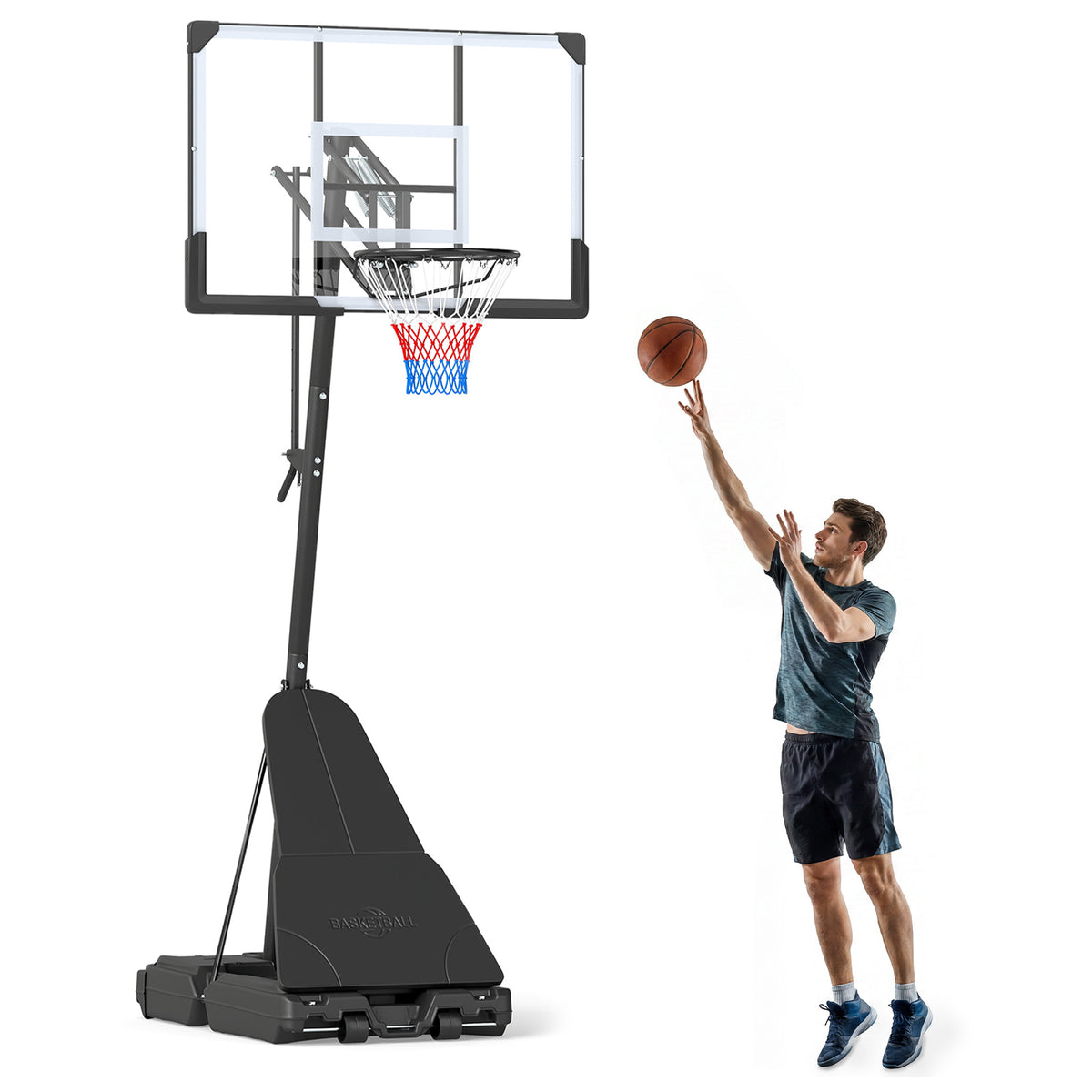 Black Height Adjustable Basketball Hoop | Shatterproof Backboard
