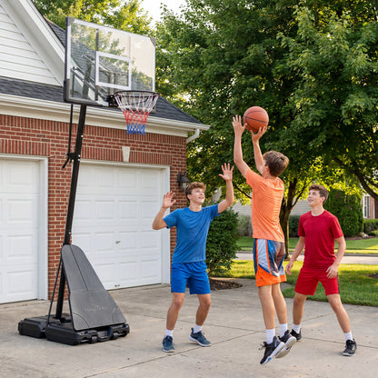 Costway Height Adjustable Basketball Goal with Shatterproof Backboard and Wheels