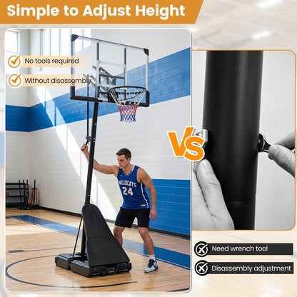 Black Height Adjustable Basketball Hoop | Shatterproof Backboard